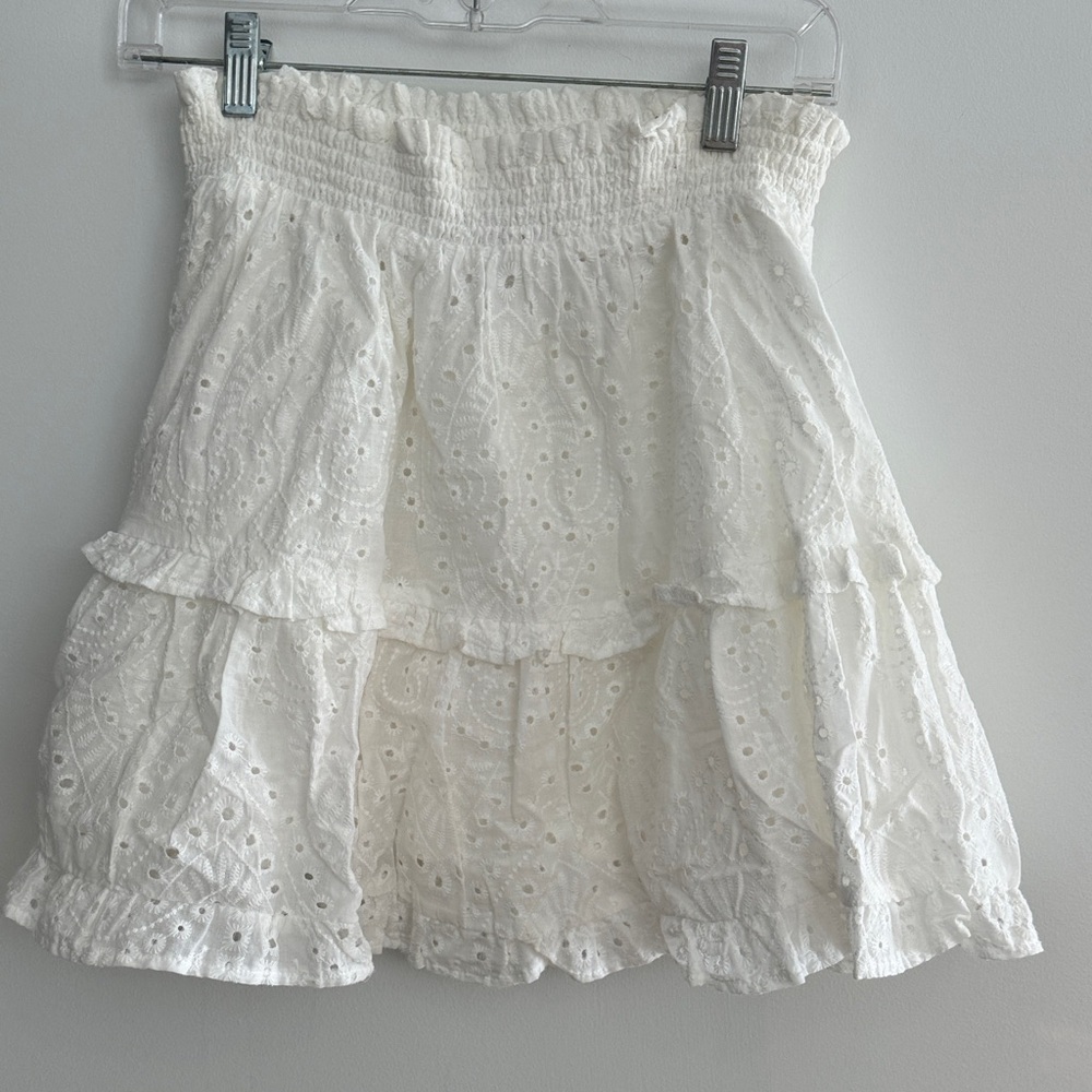 Lucy Paris White Eyelet Mini Skirt